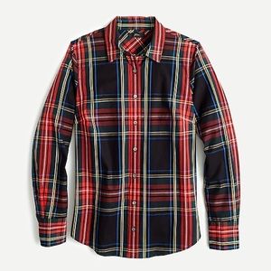 NWOT J. Crew Slim Stretch Perfect Shirt in black Stewart tartan plaid